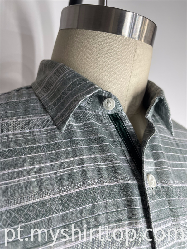 Short Sleeved Striped Cotton Collar Shirt
